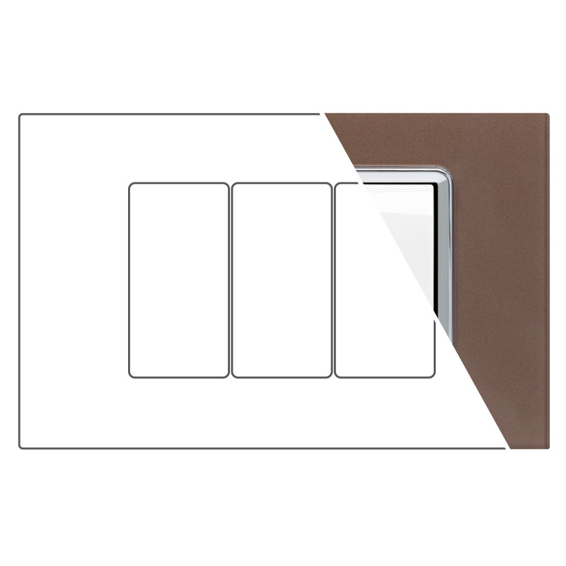 MAPAM Placca Vetro GEM 3P Bronzo - mod. 6003BL-7 - Compatibile con Vimar PLANA