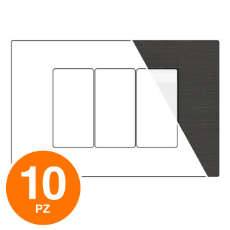 MAPAM Placca Tecnopolimero Spazzolato JOY 3P Antracite - Confezione 10pz - mod. JOY-P5003SP-AN - Compatibile con BTicino MATIX