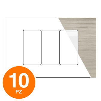 MAPAM Placca Tecnopolimero Spazzolato JOY 3P Sabbia - Confezione 10pz - mod. JOY-P5003SP-SA - Compatibile con BTicino MATIX