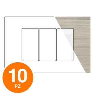 MAPAM Placca Tecnopolimero Spazzolato JOY 3P Sabbia - Confezione 10pz - mod. JOY-P5003SP-SA - Compatibile con BTicino MATIX