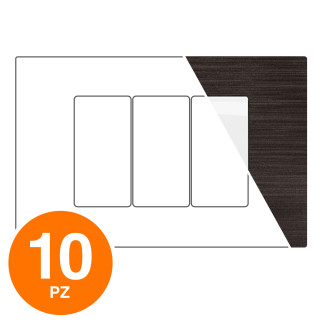 MAPAM Placca Tecnopolimero Spazzolato JOY 3P Testa di Moro - Confezione 10pz - mod. JOY-P5003SP-TM - Compatibile BTicino MATIX