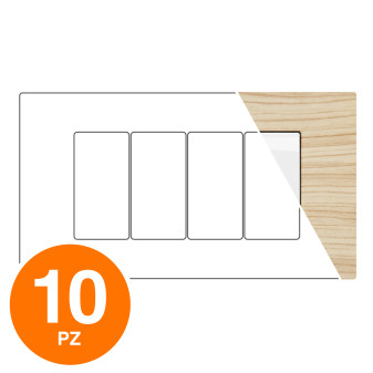 MAPAM Placca Tecnopolimero Spazzolato JOY 3P Abete - Confezione 10pz - mod. JOY-P5004SP-AB - Compatibile con BTicino MATIX