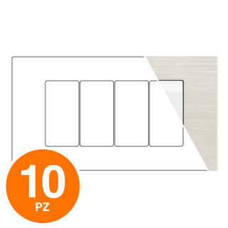 MAPAM Placca Tecnopolimero Spazzolato JOY 4P Perla - Confezione 10pz - mod. JOY-P5004SP-PE - Compatibile con BTicino MATIX