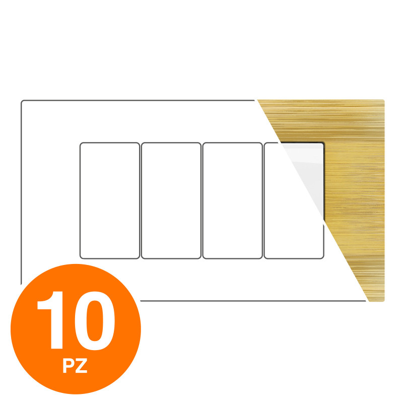 MAPAM Placca Tecnopolimero Spazzolato JOY 4P Oro - Confezione 10pz - mod. JOY-P5004SP-OR - Compatibile con BTicino MATIX