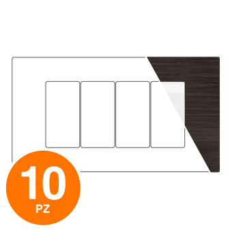 MAPAM Placca Tecnopolimero Spazzolato JOY 4P Testa di Moro - Confezione 10pz - mod. JOY-P5004SP-TM - Compatibile BTicino MATIX