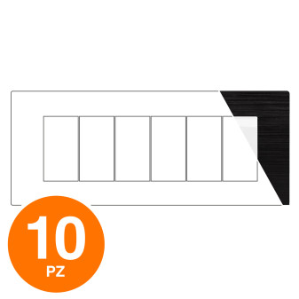 MAPAM Placca Tecnopolimero Spazzolato JOY 6P Nero - Confezione 10pz - mod. JOY-P5006SP-NE - Compatibile con BTicino MATIX
