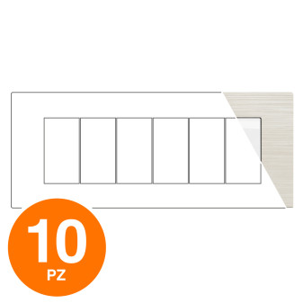 MAPAM Placca Tecnopolimero Spazzolato JOY 6P Perla - Confezione 10pz - mod. JOY-P5006SP-PE - Compatibile con BTicino MATIX