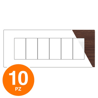 MAPAM Placca Tecnopolimero Spazzolato JOY 6P Ciliegio - Confezione 10pz - mod. JOY-P5006SP-CI - Compatibile con BTicino MATIX
