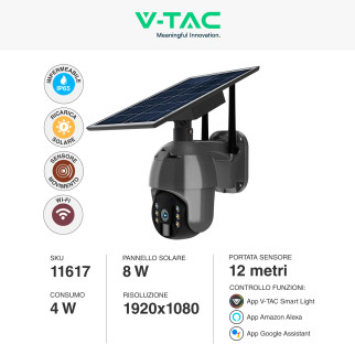 VT-11024-WIFI Telecamera di Sorveglianza PTZ Nera V-Tac