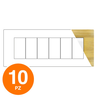 MAPAM Placca Tecnopolimero Spazzolato JOY 6P Oro - Confezione 10pz - mod. JOY-P5006SP-OR - Compatibile con BTicino MATIX