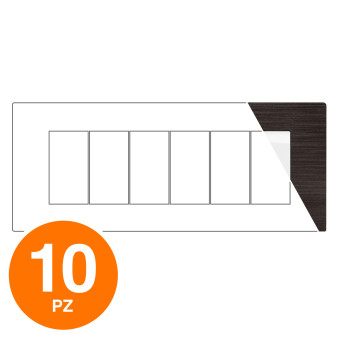 MAPAM Placca Tecnopolimero Spazzolato JOY 6P Testa di Moro - Confezione 10pz - mod. JOY-P5006SP-TM - Compatibile BTicino MATIX
