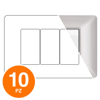 MAPAM Placca Tecnopolimero JOY 3P Sabbia - Confezione 10pz - mod. JOY-P5003-SA - Compatibile con BTicino MATIX