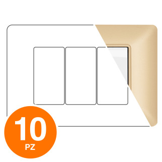 MAPAM Placca Tecnopolimero JOY 3P Oro - Confezione 10pz - mod. JOY-P5003-OR - Compatibile con BTicino MATIX