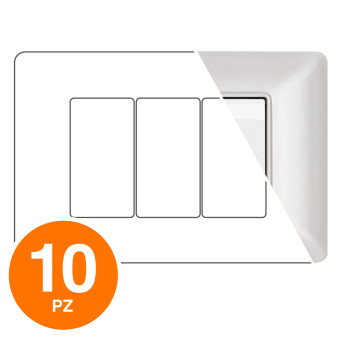 MAPAM Placca Tecnopolimero JOY 3P Perla - Confezione 10pz - mod. JOY-P5003-PE - Compatibile con BTicino MATIX