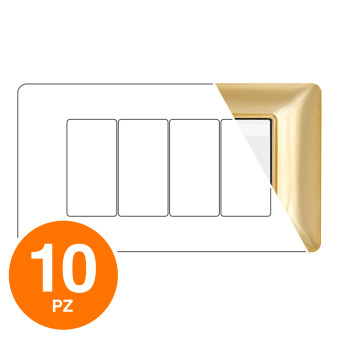 MAPAM Placca Tecnopolimero JOY 4P Oro Lucido - Confezione 10pz - mod. JOY-P5004-OL - Compatibile con BTicino MATIX