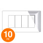 MAPAM Placca Tecnopolimero JOY 4P Argento Cromato - Confezione 10pz - mod. JOY-P5004-CR - Compatibile con BTicino MATIX