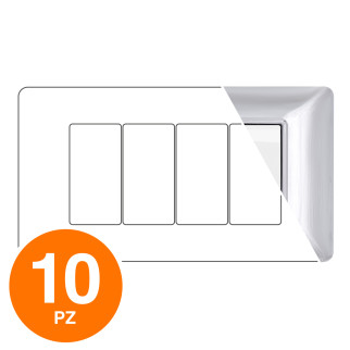 MAPAM Placca Tecnopolimero JOY 4P Argento Cromato - Confezione 10pz - mod. JOY-P5004-CR - Compatibile con BTicino MATIX