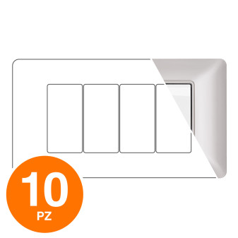 MAPAM Placca Tecnopolimero JOY 4P Sabbia - Confezione 10pz - mod. JOY-P5004-SA - Compatibile con BTicino MATIX