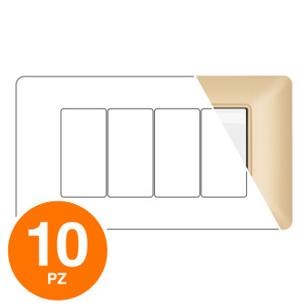 MAPAM Placca Tecnopolimero JOY 4P Oro - Confezione 10pz - mod. JOY-P5004-OR - Compatibile con BTicino MATIX