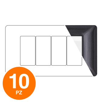 MAPAM Placca Tecnopolimero JOY 4P Nero Bistrò - Confezione 10pz - mod. JOY-P5004-NB - Compatibile con BTicino MATIX