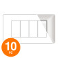 MAPAM Placca Tecnopolimero JOY 4P Perla - Confezione 10pz - mod. JOY-P5004-PE - Compatibile con BTicino MATIX