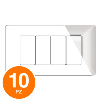 MAPAM Placca Tecnopolimero JOY 4P Perla - Confezione 10pz - mod. JOY-P5004-PE - Compatibile con BTicino MATIX