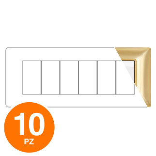 MAPAM Placca Tecnopolimero JOY 6P Oro Lucido - Confezione 10pz - mod. JOY-P5006-OL - Compatibile con BTicino MATIX