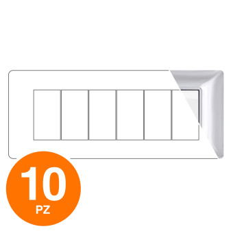 MAPAM Placca Tecnopolimero JOY 6P Argento Cromato - Confezione 10pz - mod. JOY-P5006-CR - Compatibile con BTicino MATIX