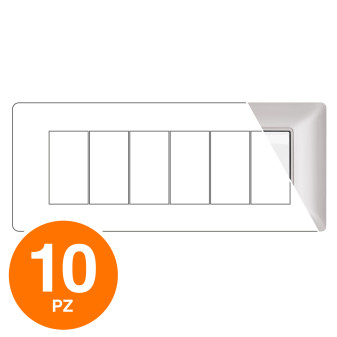 MAPAM Placca Tecnopolimero JOY 6P Sabbia - Confezione 10pz - mod. JOY-P5006-SA - Compatibile con BTicino MATIX