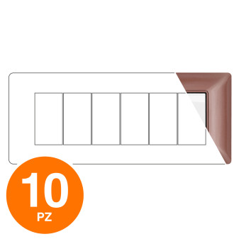 MAPAM Placca Tecnopolimero JOY 6P Bronzo - Confezione 10pz - mod. JOY-P5006-BR - Compatibile con BTicino MATIX