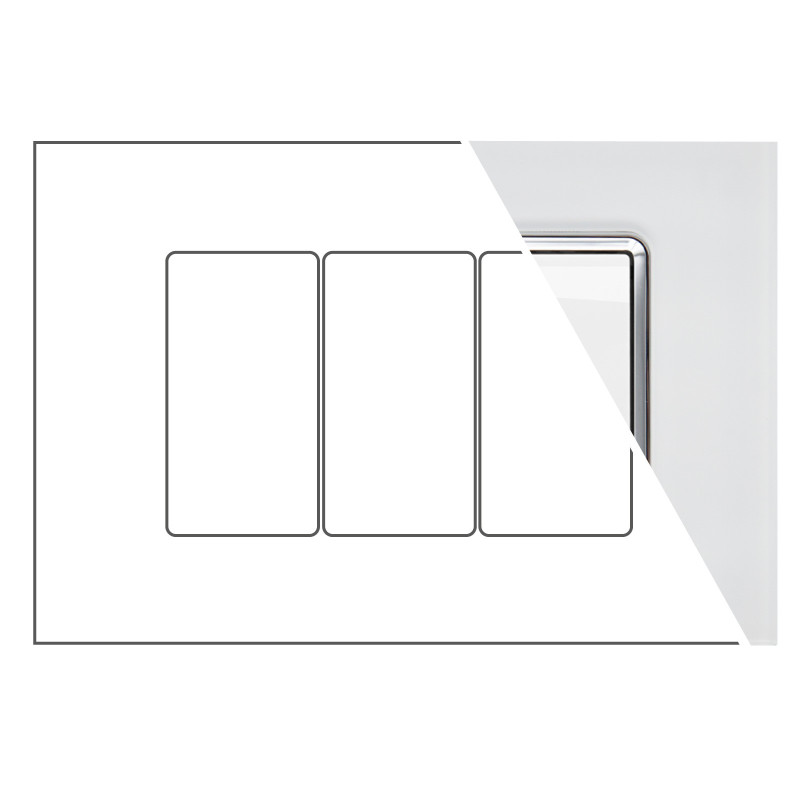 MAPAM Placca Vetro JOY 3P Bianco - mod. JOY-P5003VE-BI - Compatibile con BTicino MATIX