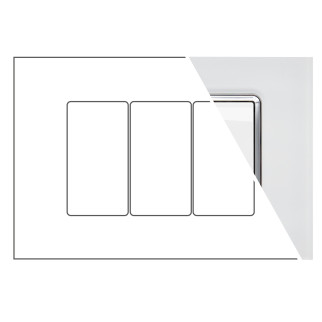 MAPAM Placca Vetro JOY 3P Bianco - mod. JOY-P5003VE-BI - Compatibile con BTicino MATIX