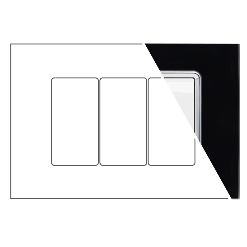 MAPAM Placca Vetro JOY 3P Nero - mod. JOY-P5003VE-NE - Compatibile con BTicino MATIX