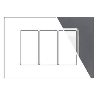 MAPAM Placca Vetro JOY 3P Grigio - mod. JOY-P5003VE-GR - Compatibile con BTicino MATIX