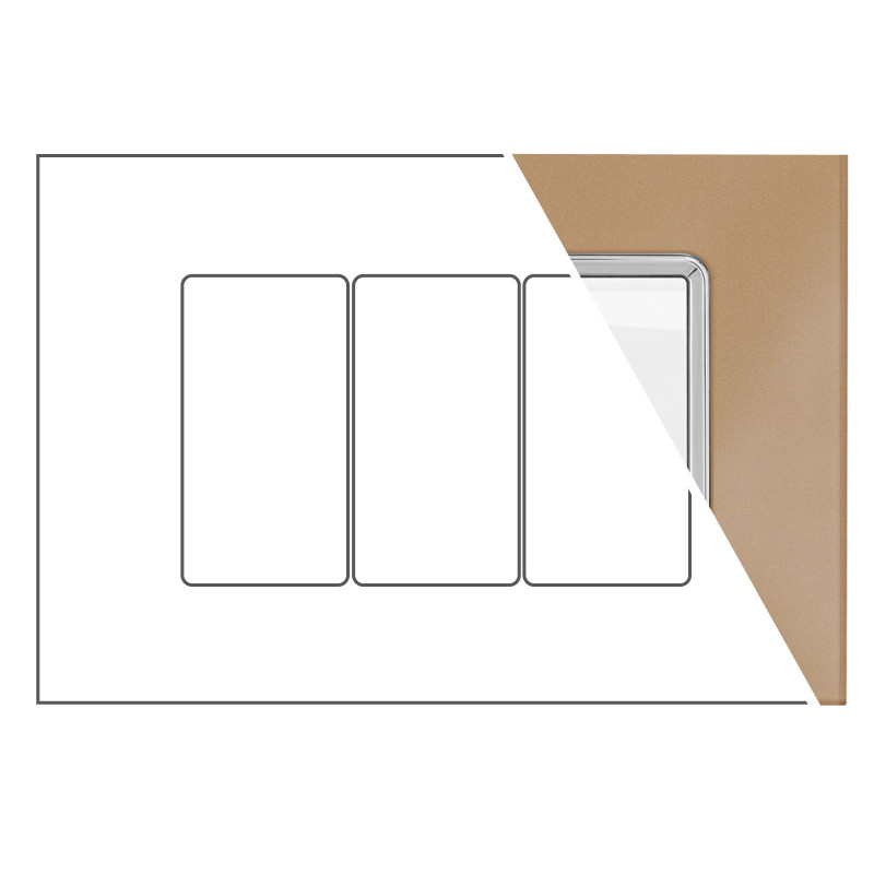 MAPAM Placca Vetro JOY 3P Oro - mod. JOY-P5003VE-OR - Compatibile con BTicino MATIX