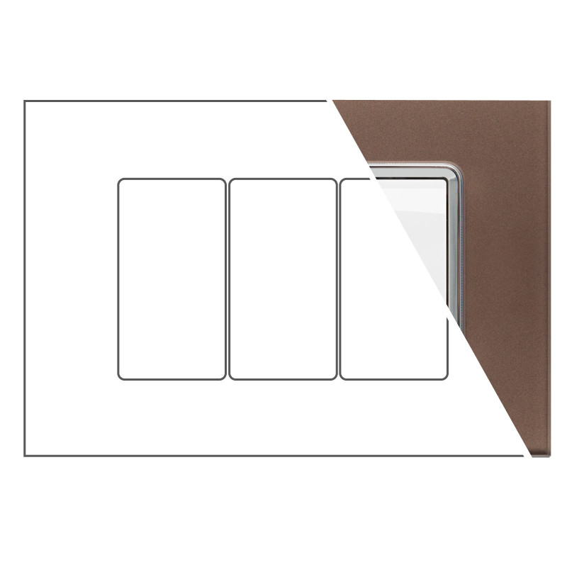 MAPAM Placca Vetro JOY 3P Bronzo - mod. JOY-P5003VE-BR - Compatibile con BTicino MATIX