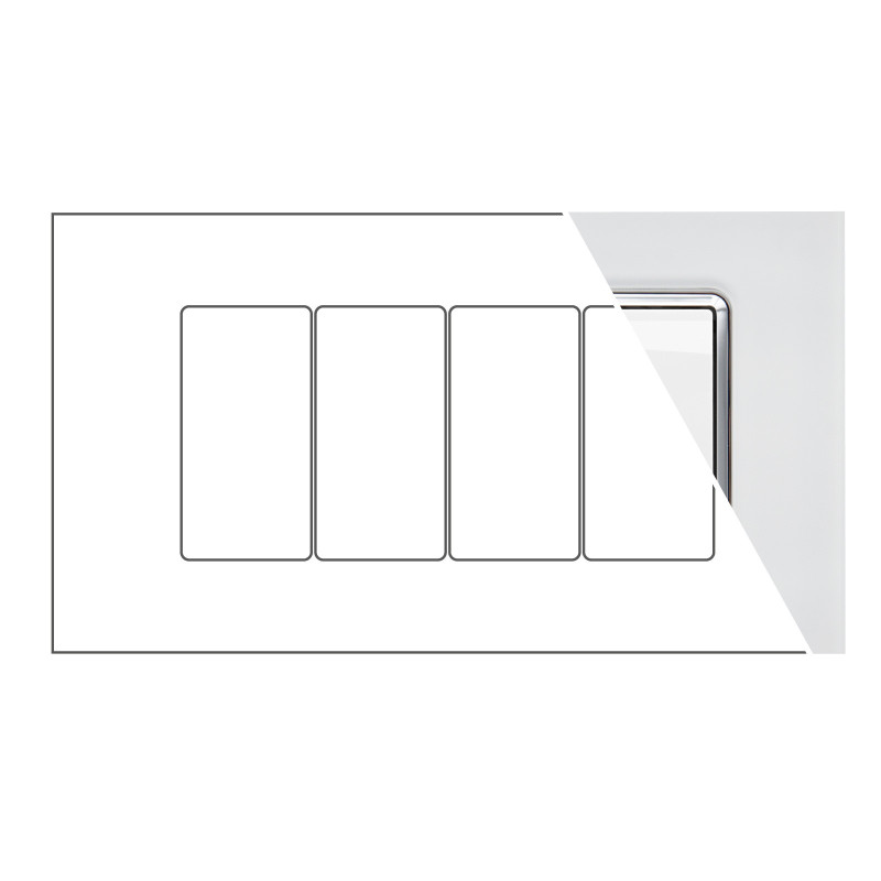 MAPAM Placca Vetro JOY 4P Bianco - mod. JOY-P5004VE-BI - Compatibile con BTicino MATIX