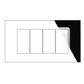 MAPAM Placca Vetro JOY 4P Nero - mod. JOY-P5004VE-NE - Compatibile con BTicino MATIX