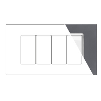 MAPAM Placca Vetro JOY 4P Grigio - mod. JOY-P5004VE-GR - Compatibile con BTicino MATIX