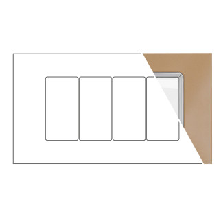 MAPAM Placca Vetro JOY 4P Oro - mod. JOY-P5004VE-OR - Compatibile con BTicino MATIX