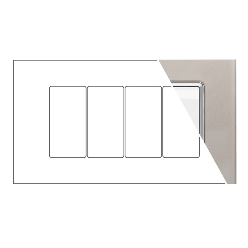 MAPAM Placca Vetro JOY 4P Platino - mod. JOY-P5004VE-PL - Compatibile con BTicino MATIX