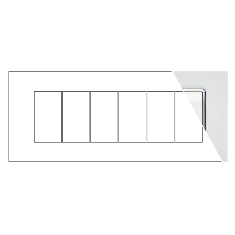 MAPAM Placca Vetro JOY 6P Bianco - mod. JOY-P5006VE-BI - Compatibile con BTicino MATIX