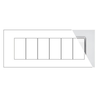 MAPAM Placca Vetro JOY 6P Bianco - mod. JOY-P5006VE-BI - Compatibile con BTicino MATIX