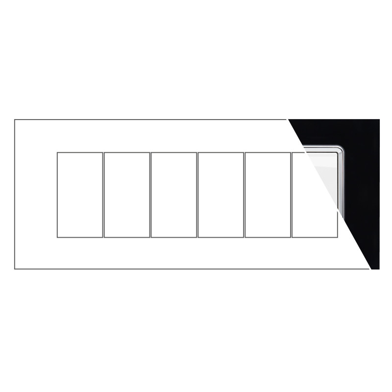 MAPAM Placca Vetro JOY 6P Nero - mod. JOY-P5006VE-NE - Compatibile con BTicino MATIX