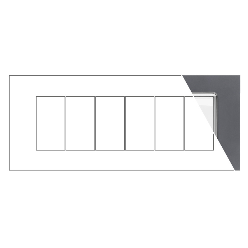 MAPAM Placca Vetro JOY 6P Grigio - mod. JOY-P5006VE-GR - Compatibile con BTicino MATIX