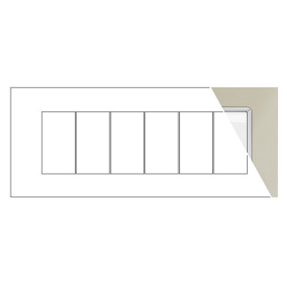MAPAM Placca Vetro JOY 6P Champagne - mod. JOY-P5006VE-CH - Compatibile con BTicino MATIX