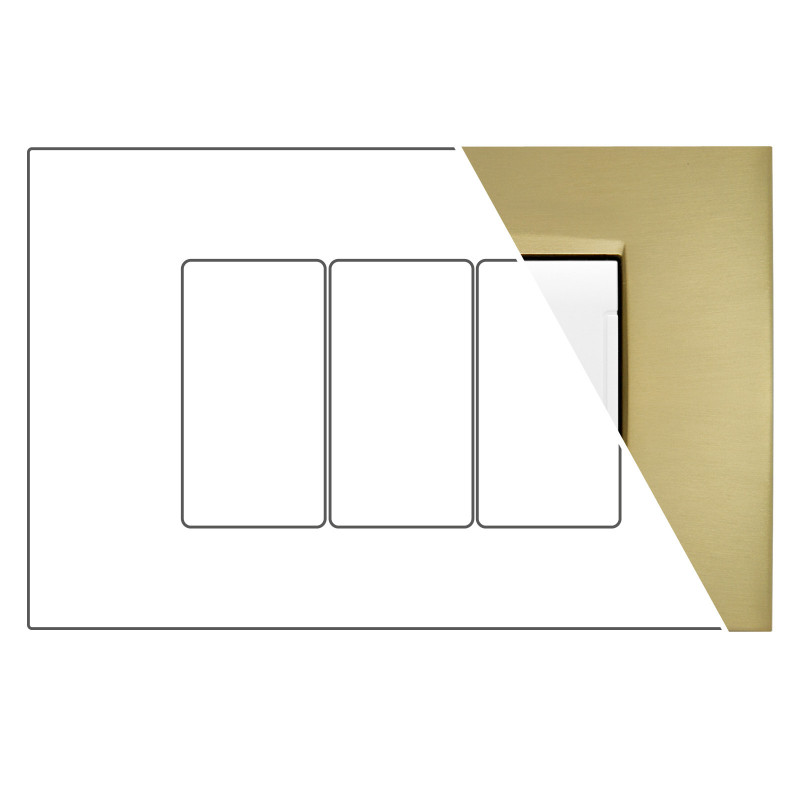 MAPAM Placca Metallo VIP 3P Oro Spazzolato - mod. VIP-P7003ME-OS - Compatibile con BTicino AIR