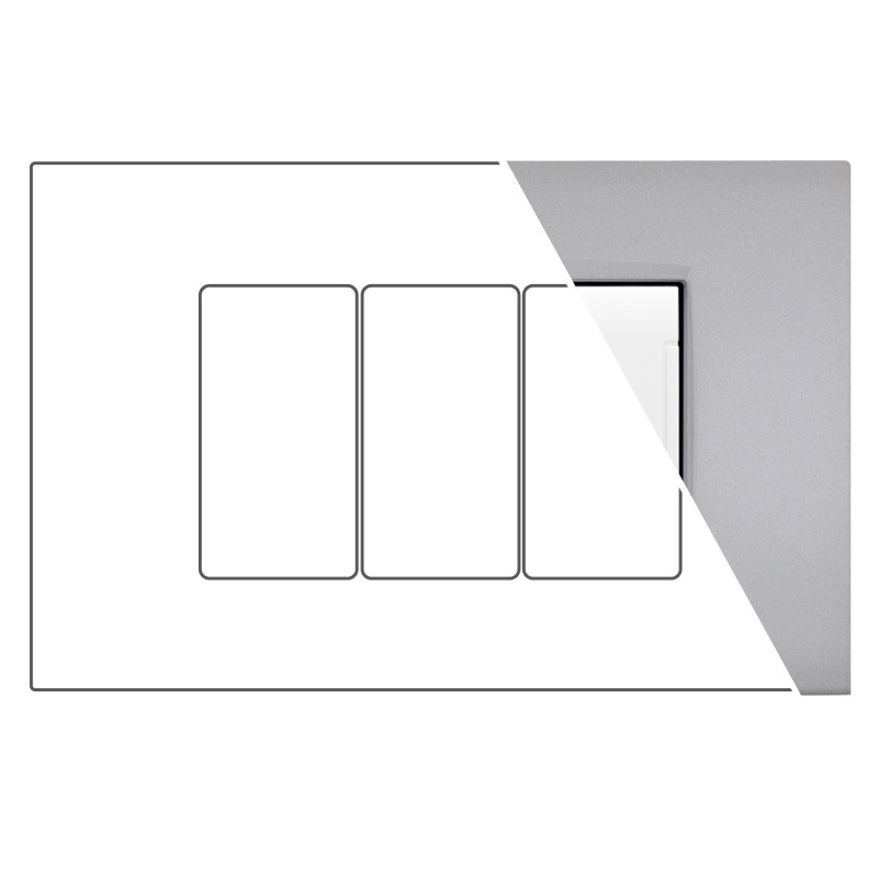 MAPAM Placca Metallo VIP 3P Grigio Chiaro - mod. VIP-P7003ME-GC - Compatibile con BTicino AIR