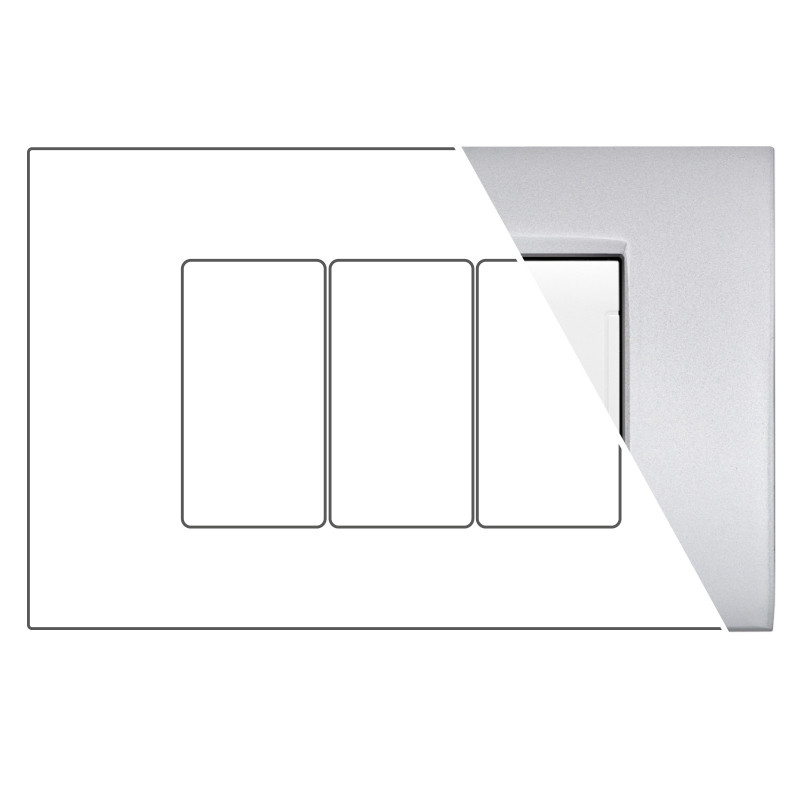 MAPAM Placca Metallo VIP 3P Silver - mod. VIP-P7003ME-SI - Compatibile con BTicino AIR