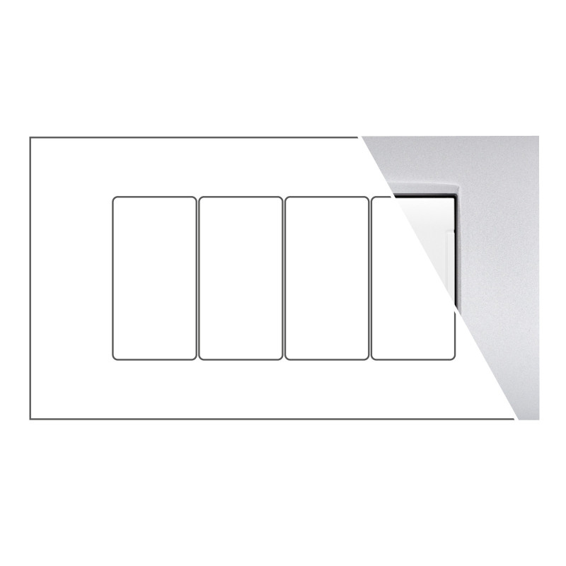 MAPAM Placca Metallo VIP 4P Silver - mod. VIP-P7004ME-SI - Compatibile con BTicino AIR